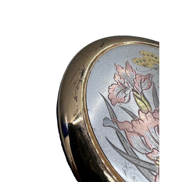 Art Of Chokin Porcelain Trinket Box Butterfly &Hummingbird 24 Gold Trim Set Of 2 - Picture 8 of 11